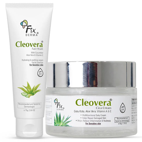 Fixderma Skincare Cleovera Face Wash And Cream Combo Pack For All Skin Types